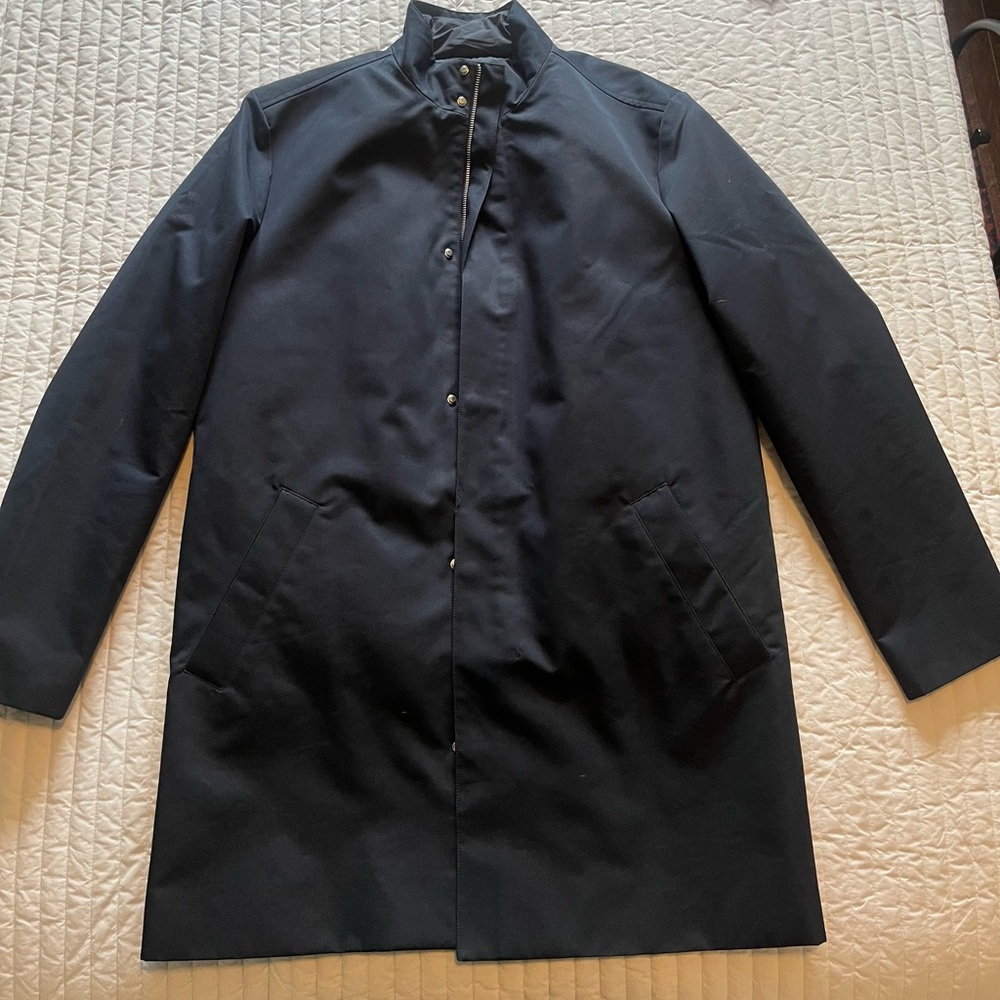 Men's Navy Mid Length Raincoat Jacket